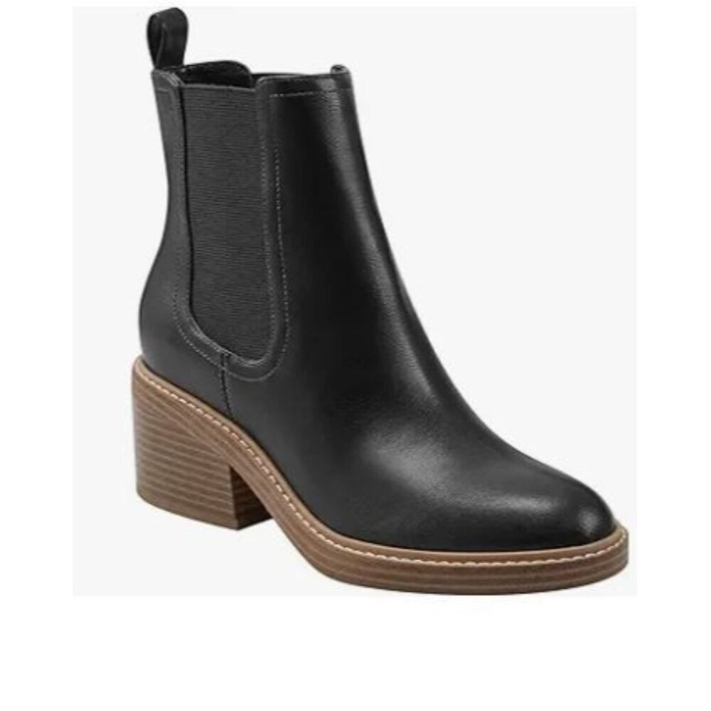 NEW Marc Fisher Women's Boots Modesty Ankle  Chelsea Black Knit Panel Size 9.5